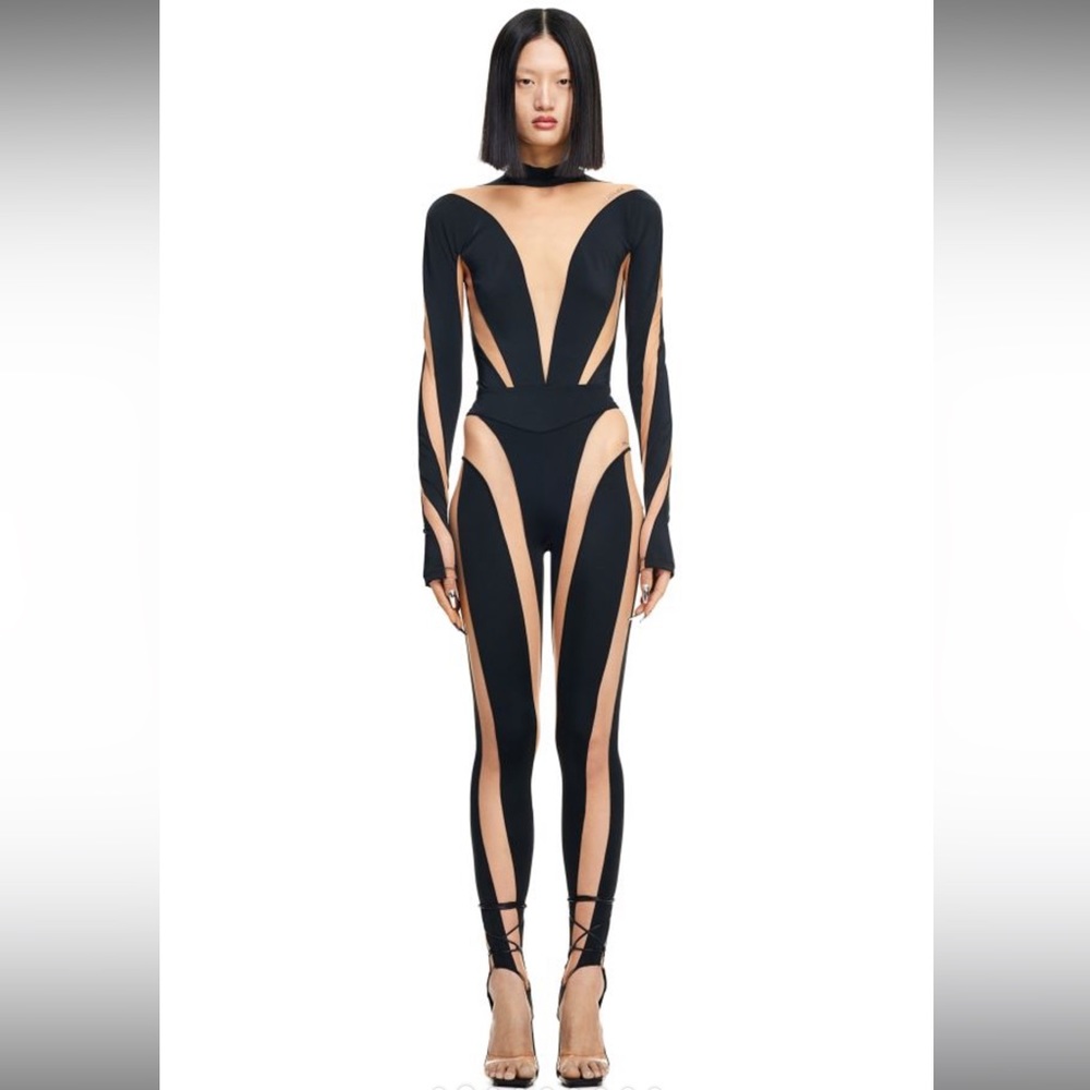 MUGLER X H&M Mesh Panel Bodysuit